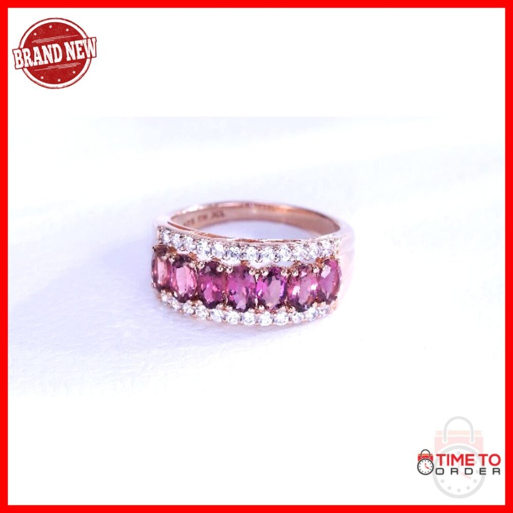 Sterling Silver Gemstone Band Ring Size 7 with White Zircon Accents - Picture 6 of 6